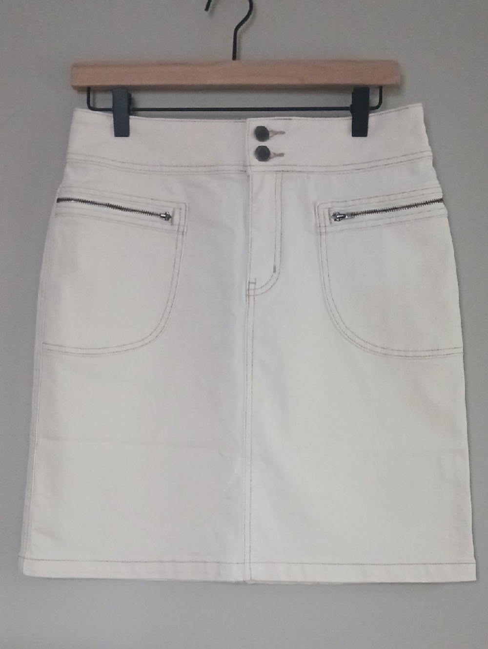 Prana Cream Denim Broadway Skirt Size 6 NWT